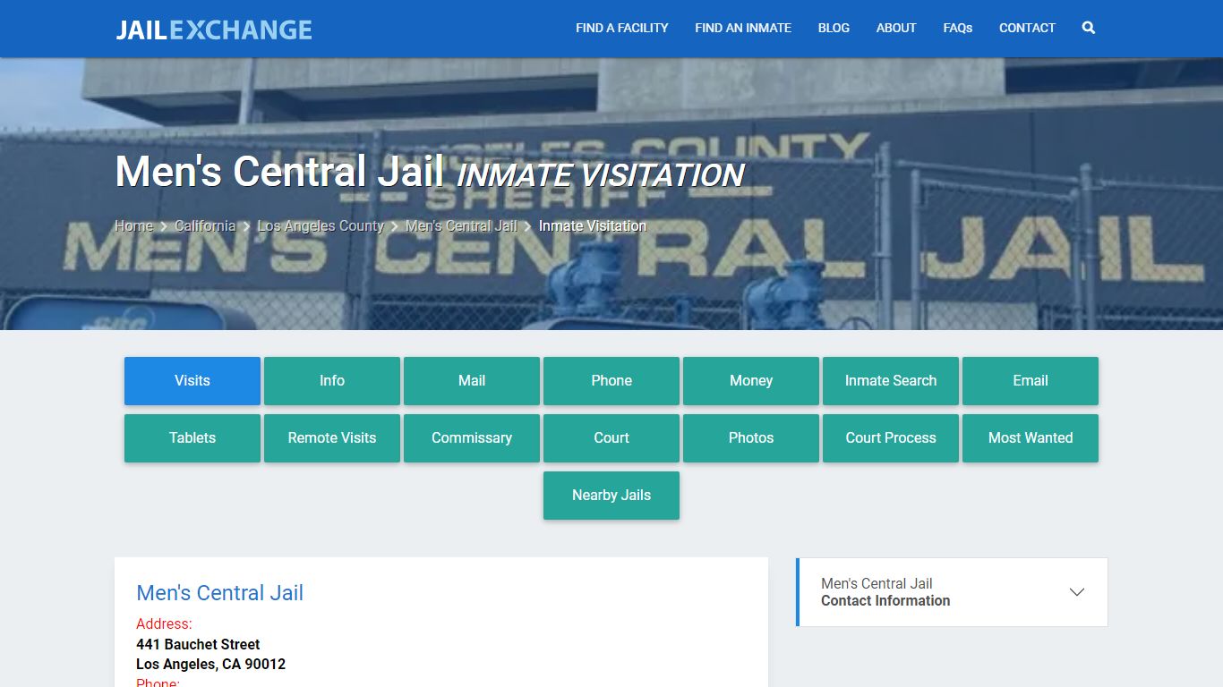 Inmate Visitation - Men's Central Jail, CA - Jail Exchange